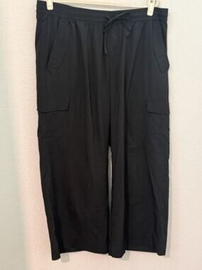 Old Navy StretchTech Cargo Pants Black Quick Dry XL Petite Drawstring Pockets